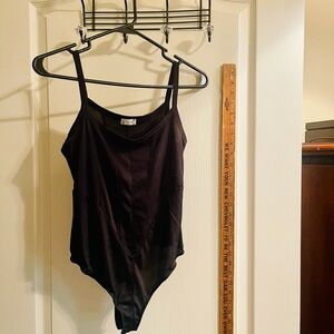 Free People Black Ribbed Bodysuit